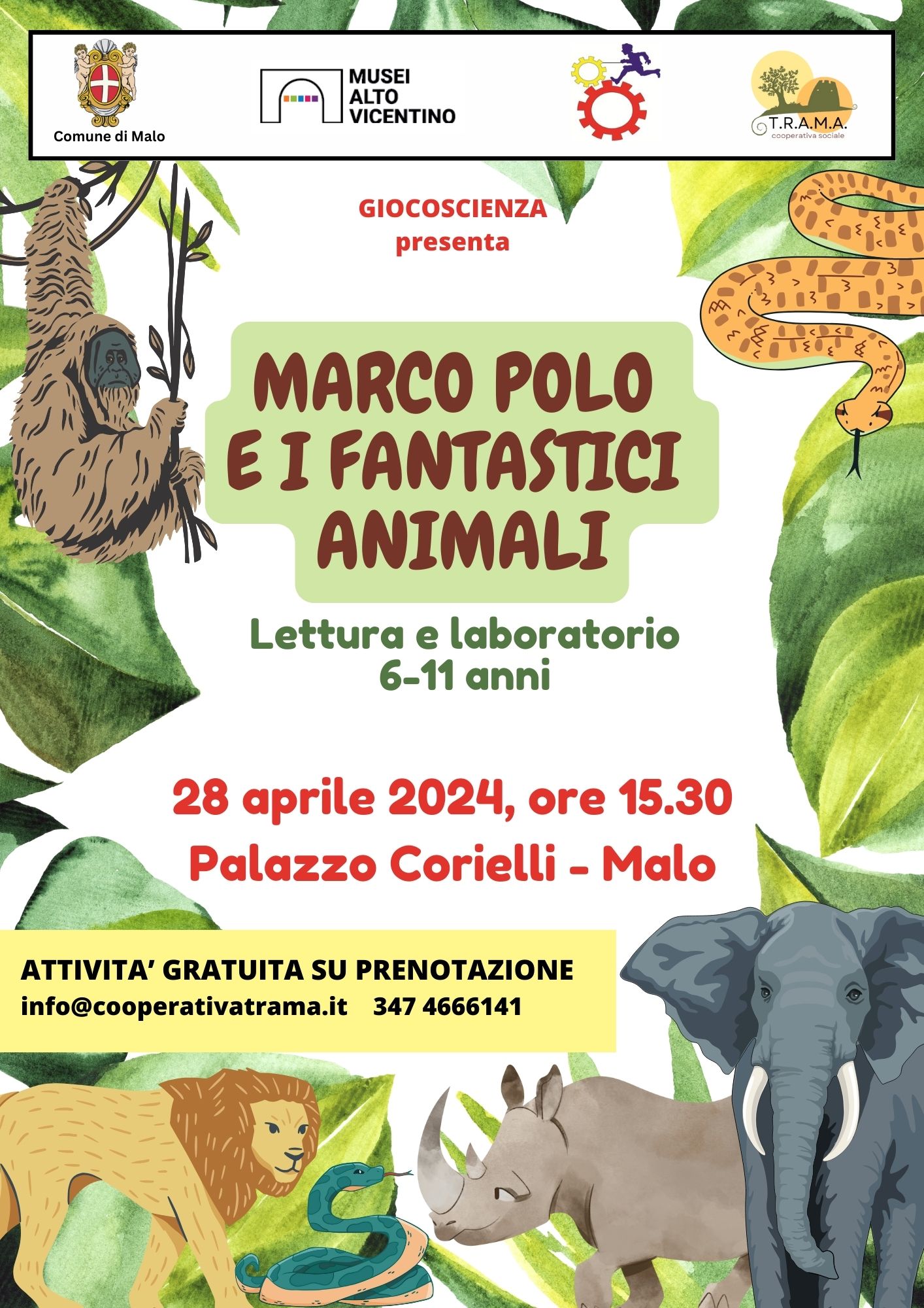 Lettura e laboratorio 6-11 anni: Marco Polo e i fantastici animali.