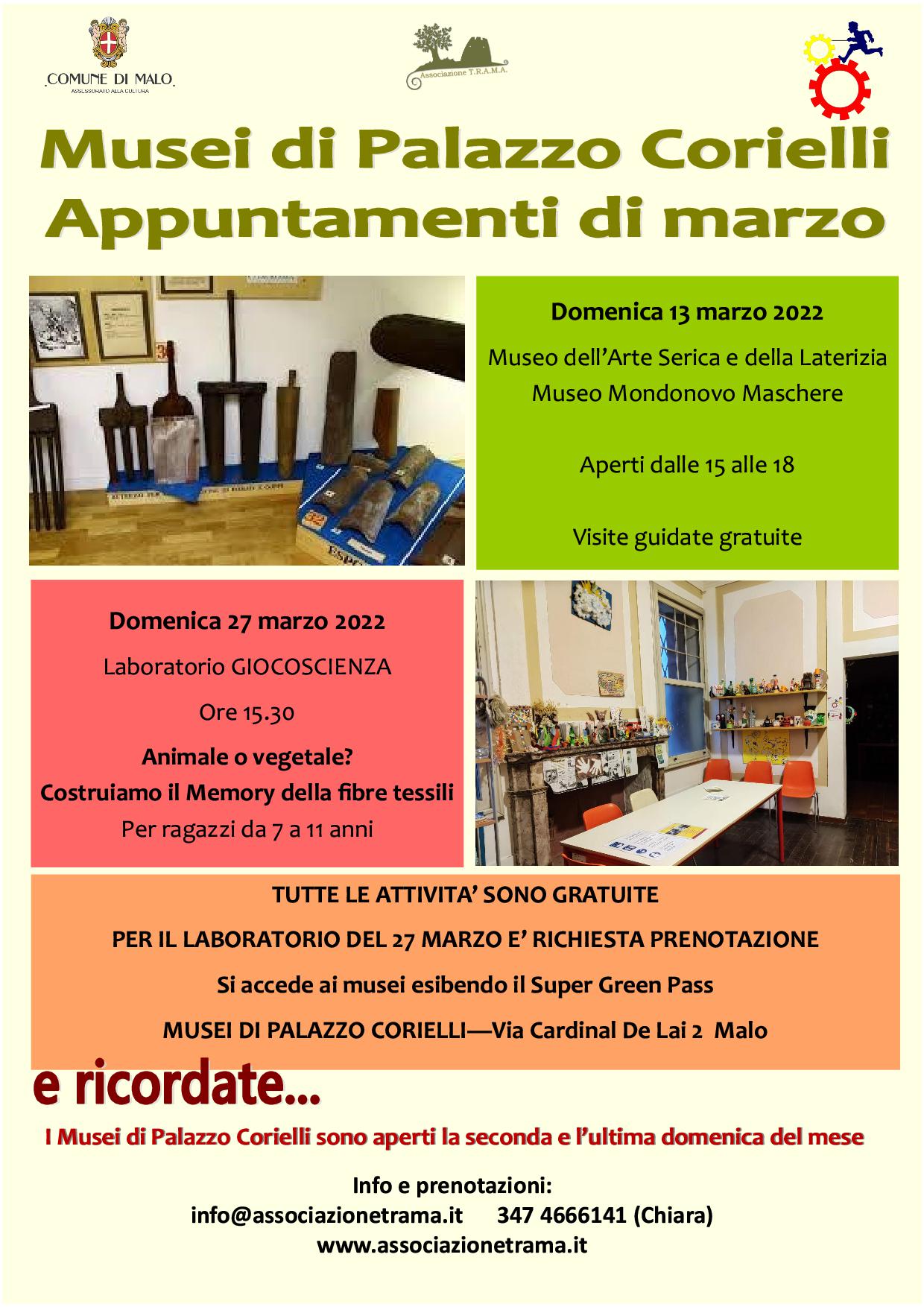 Musei di Palazzo Corielli. Appuntamenti di marzo