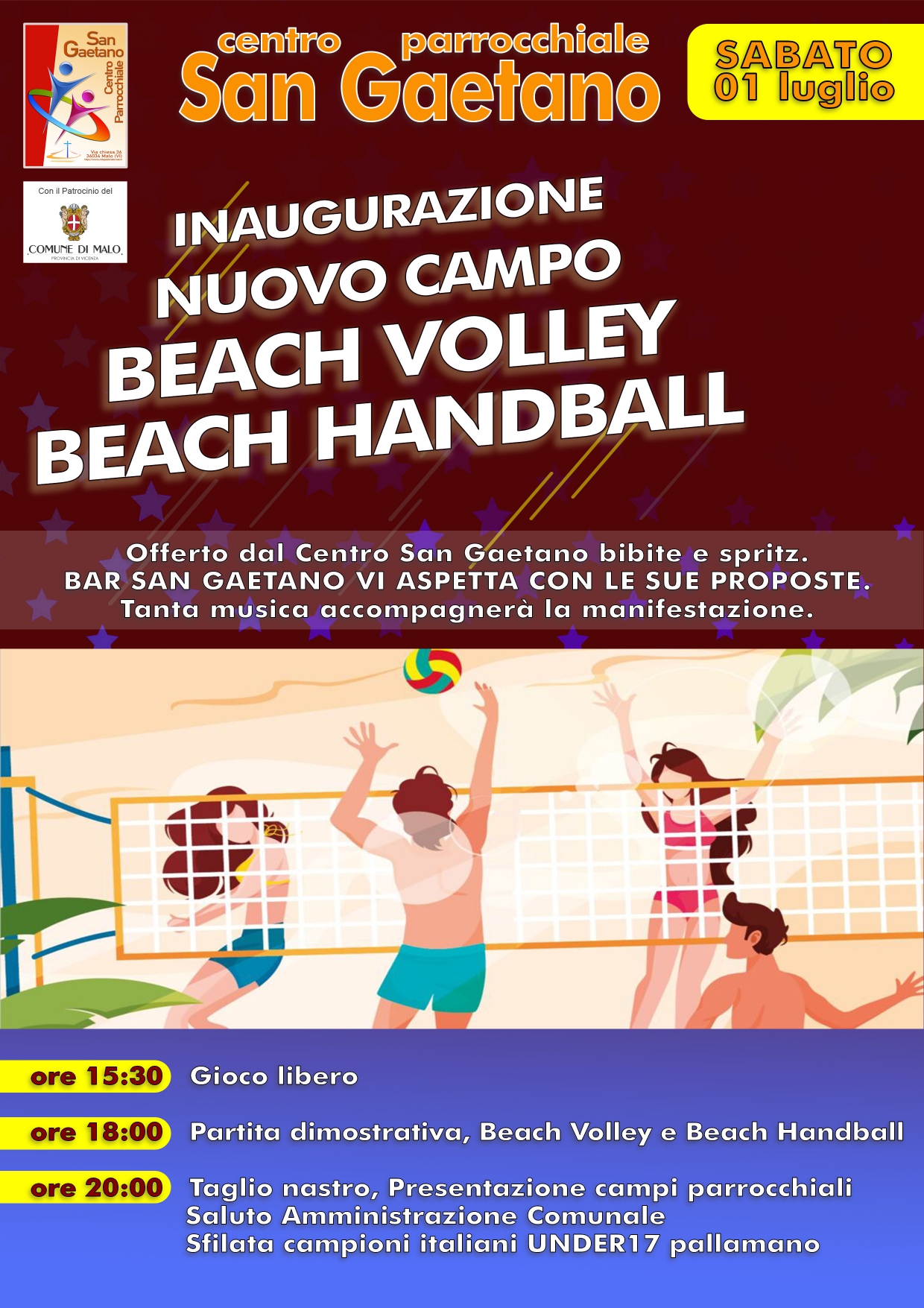 Centro parrocchiale San Gaetano. Inaugurazione nuovo campo Beach Volley Beach Handball