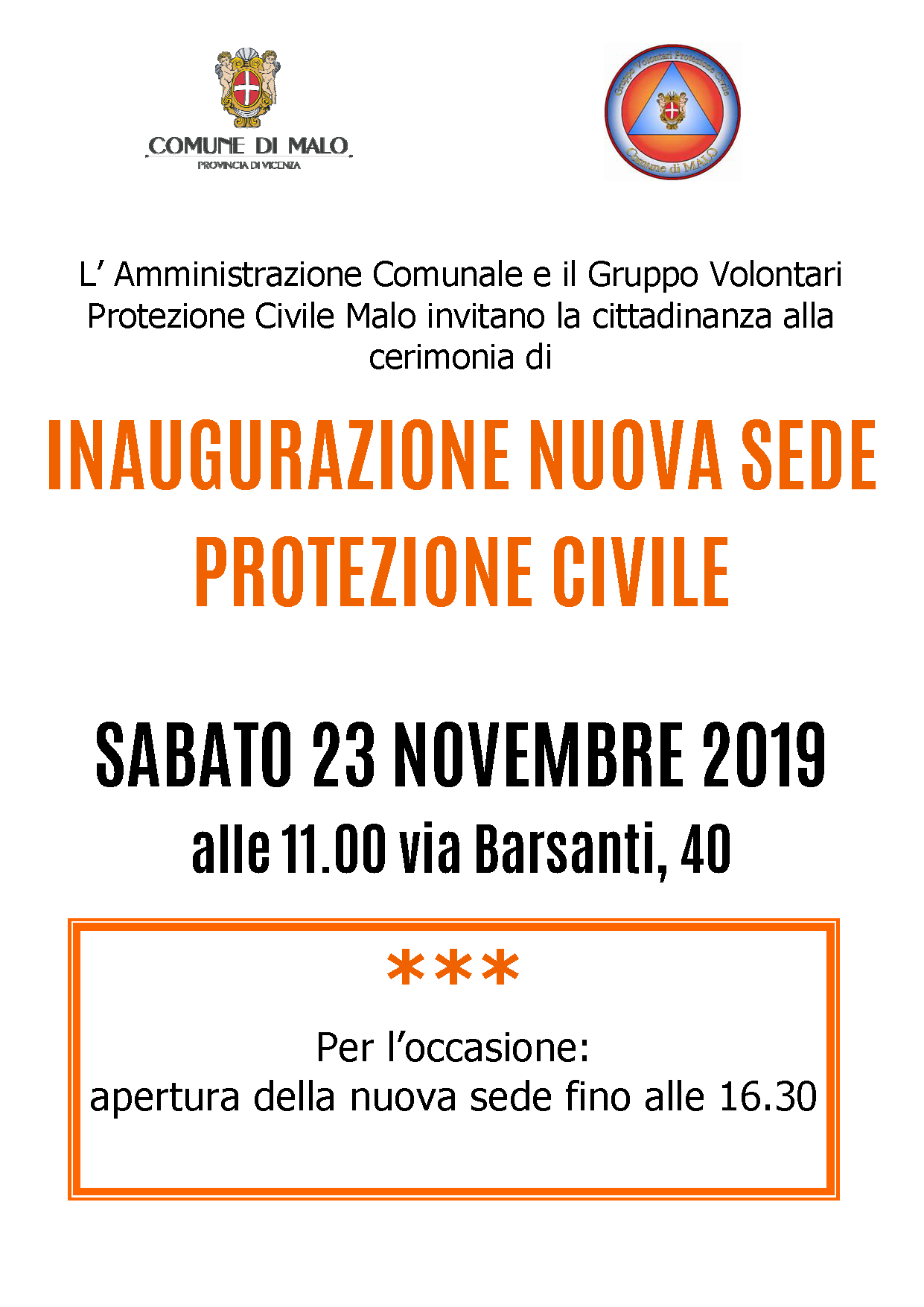 Inaugurazione Nuova sede Protezione Civile