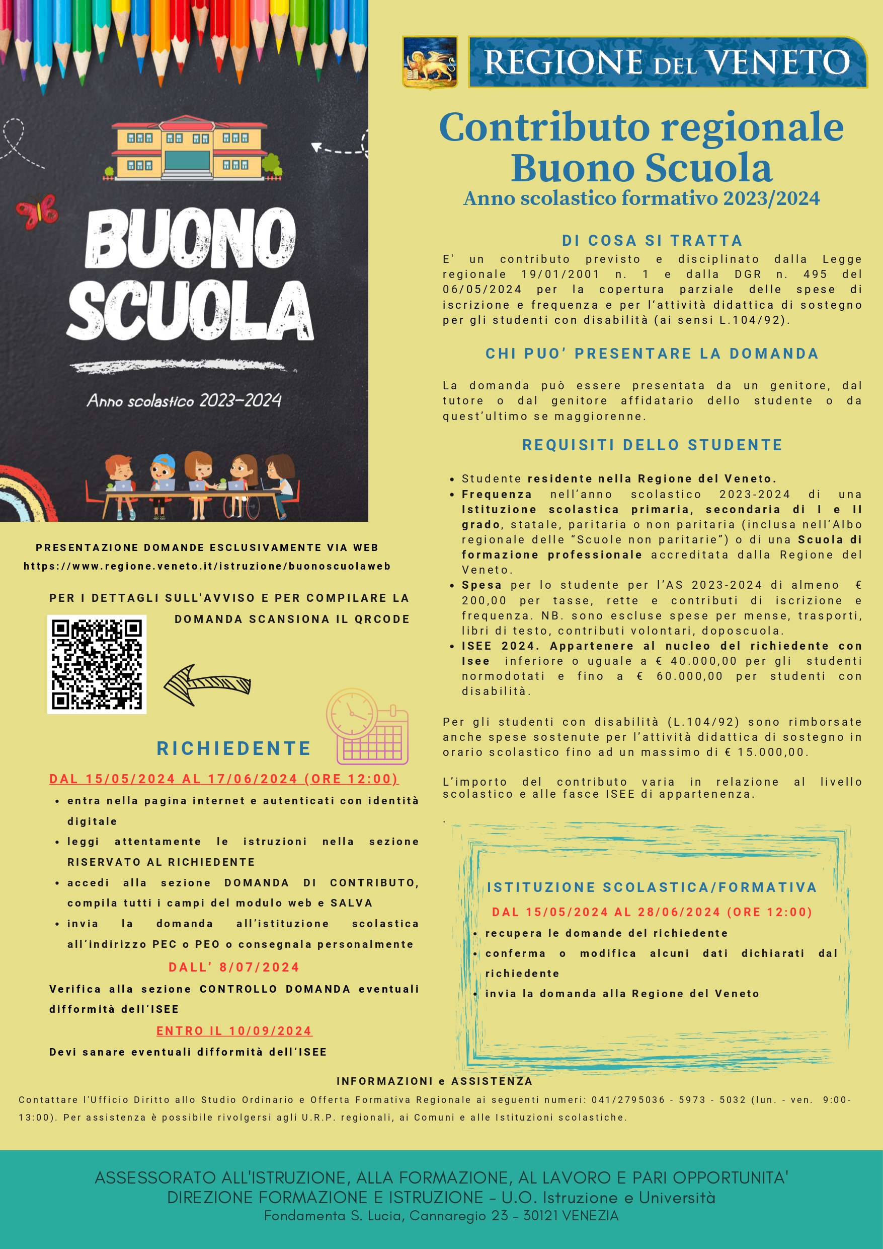 Contributo regionale Buono Scuola Anno scolastico formativo 2023/2024