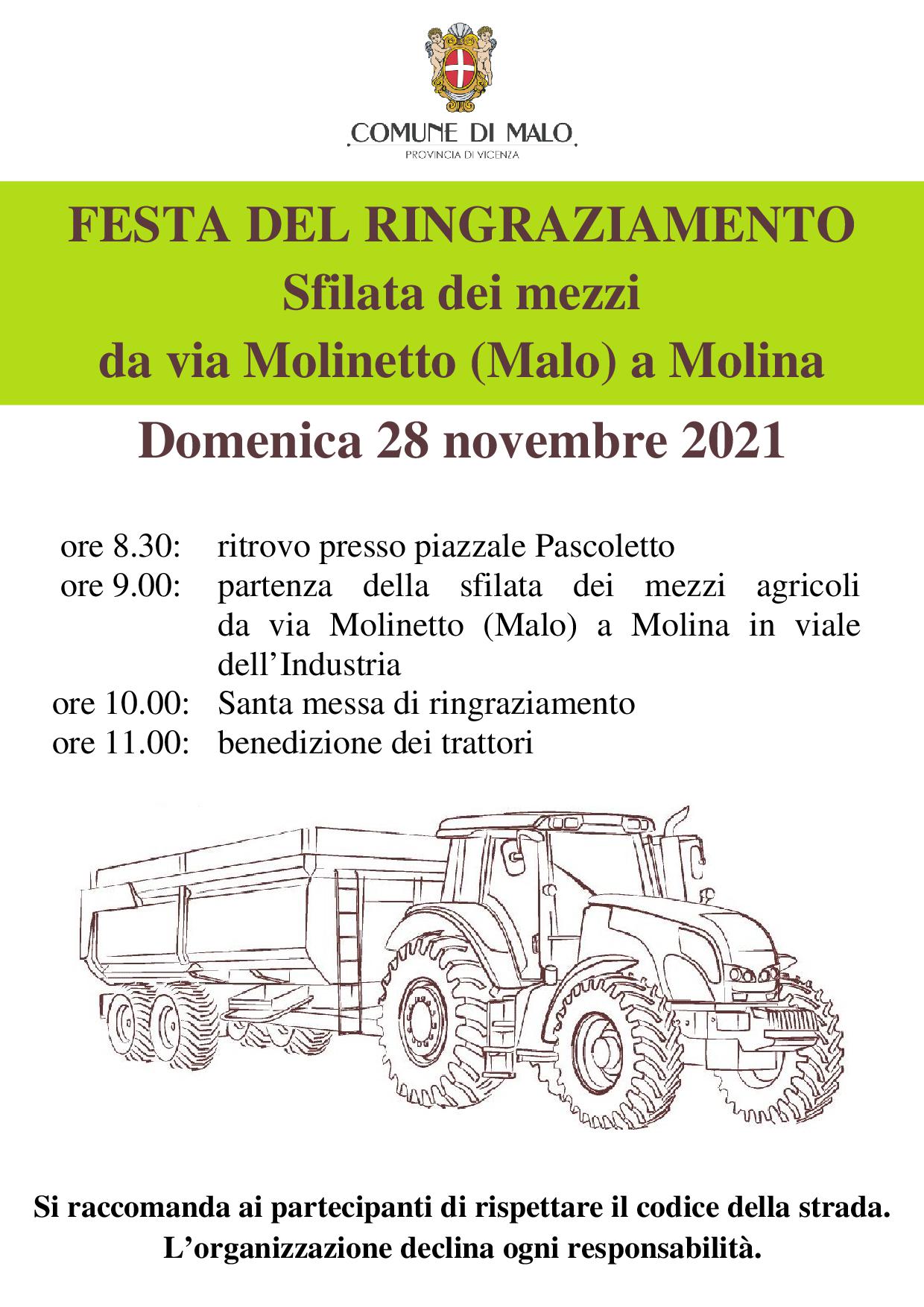 Festa del Ringraziamento. Sfilata dei mezzi da via Molinetto a Molina