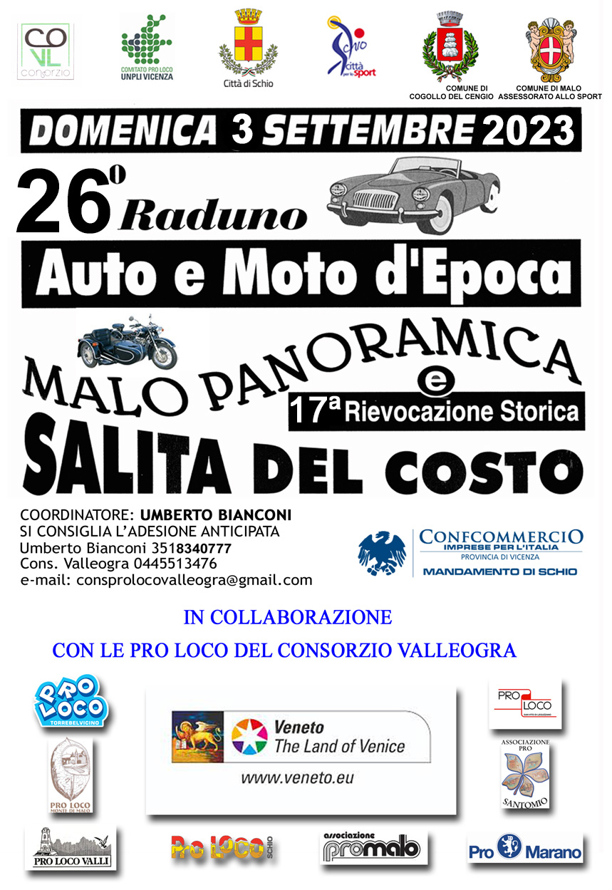 26° Raduno  Auto e Moto d'epoca e 17^ Rievocazione Storica Salita del Costo
