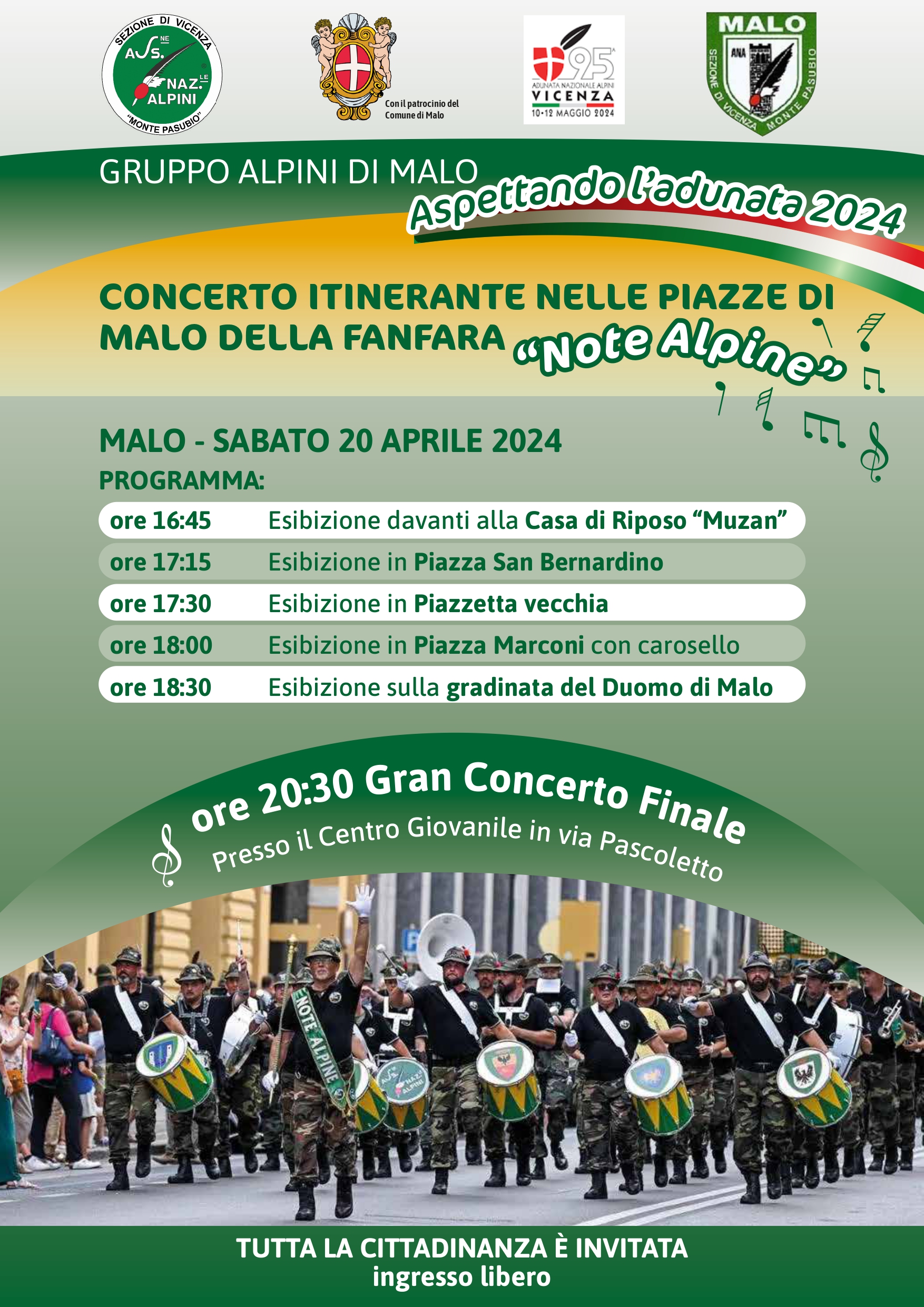 Note Alpine. Concerto itinerante nelle piazze di Malo