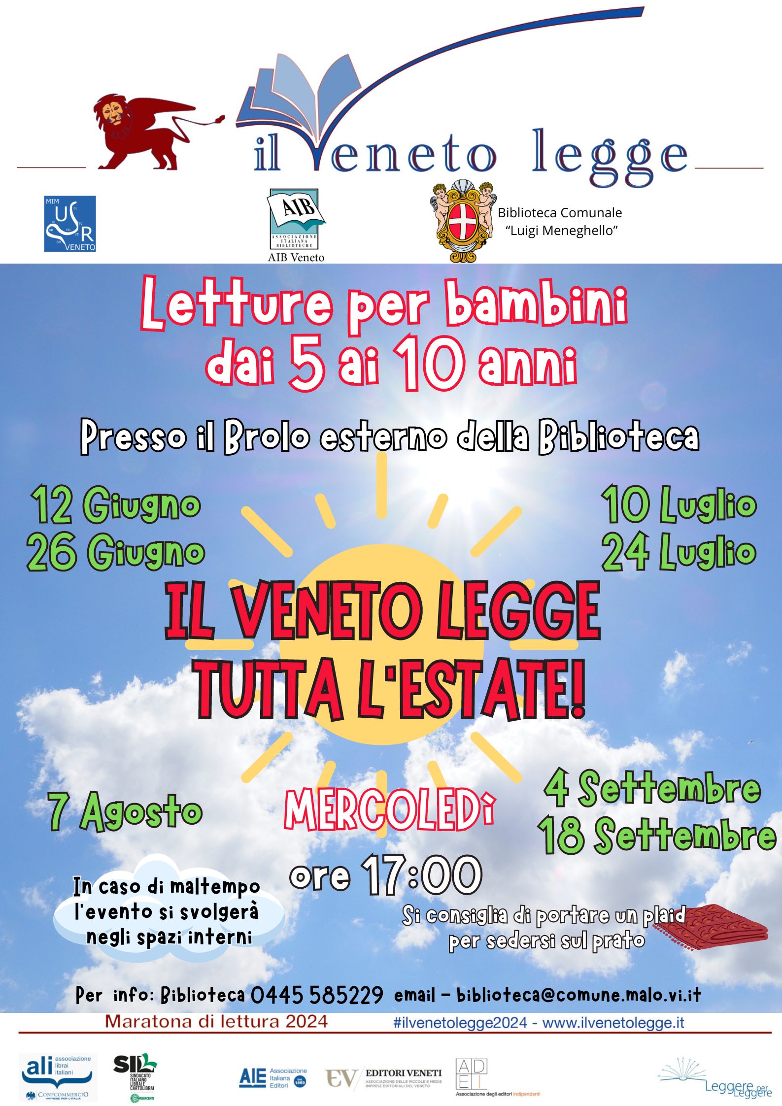 Il Veneto Legge...tutta l'estate!! Ciclo di letture estive per bambini dai 5 ai 10 anni